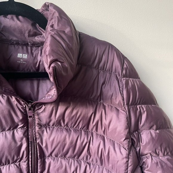 Uniqlo Ultra Light DOWN Coat kid Girls XL Packable Jacket Purple EUC - Picture 6 of 10